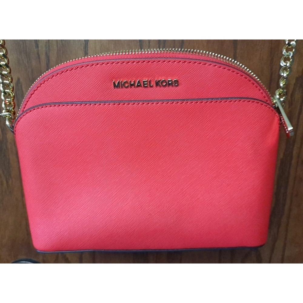 Michael Kors Emmy Medium Saffiano Leather Crossbody Bag Red NWT Adjustable Strap